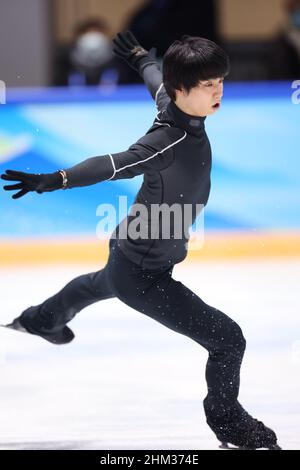 Peking, China. 7th. Februar 2022. Peking, China. 7th. Februar 2022. Yuzuu Hanyu (JPN) Eiskunstlauf: Männer üben während der Olympischen Winterspiele 2022 in Peking im Capital Indoor Stadium in Peking, China. Quelle: Yohei Osada/AFLO SPORT/Alamy Live News Stockfoto