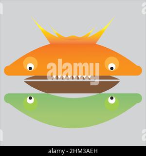 Burger Essen mit Wut, wütend Burger Illustration, hungrig König Burger Vektor-Design Stock Vektor