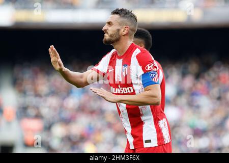 Barcelona, Spanien. 06th. Februar 2022. Koke von Atletico de Madrid während des Liga-Spiels zwischen dem FC Barcelona und Atletico de Madrid im Camp Nou in Barcelona, Spanien. Bild: DAX Images/Alamy Live News Stockfoto