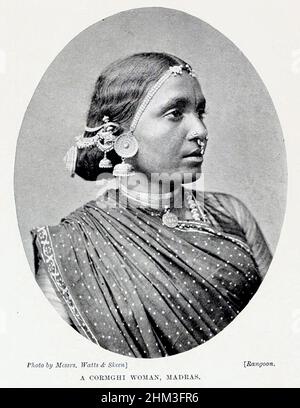 A Cormghi Woman, Madras (Chennai, Tamil Nadu, Indien) aus dem Buch „The living Races of Mankind“ Vol. 1 von Henry Neville Hutchinson, Herausgeber John Walter Gregory und Richard Lydekker, Verlag: London, Hutchinson & CO 1901 Stockfoto