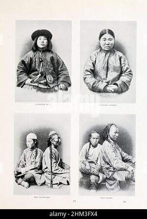 Porträts von Giliak, dem Nivkh, oder Gilyak (auch Nivkhs oder Gilyaks; Sind eine indigene ethnische Gruppe, die die nördliche Hälfte der Insel Sachalin und den unteren Amur-Fluss und die Küste auf dem angrenzenden russischen Festland und historisch möglicherweise Teile der Mandschurei bewohnt. Aus dem Buch „die lebenden Rassen der Menschheit“ Vol. 1 von Henry Neville Hutchinson, Herausgeber John Walter Gregory, Und Richard Lydekker, Herausgeber: London, Hutchinson & CO 1901 Stockfoto