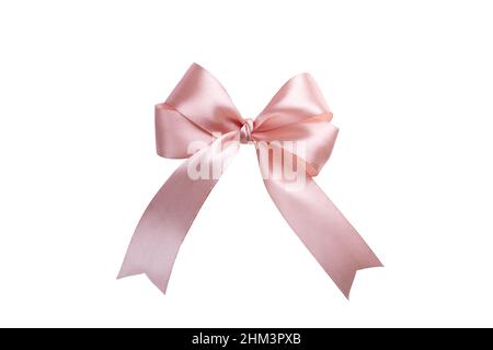 Rosa Schleife isoliert auf weißem Hintergrund. Satinband Produkt für Geschenkdekoration Stockfoto