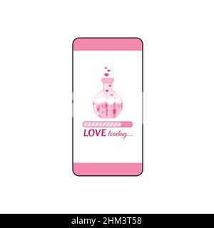 Liebe Countdown-Leiste auf Smartphone-Bildschirm Vektor-Illustration. Stock Vektor