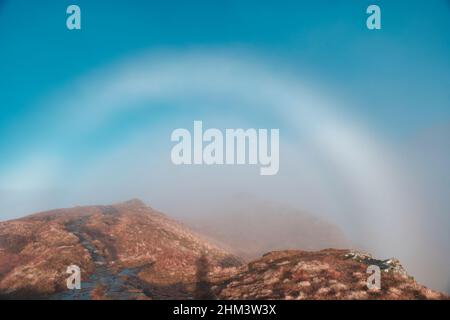 Weißer Regenbogen auf Ben Lomond Stockfoto