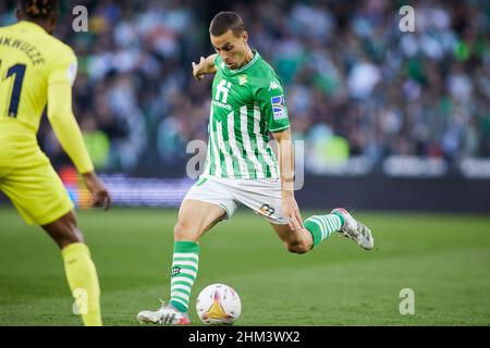 Sergio Canales von Real Betis während des Fußballspiels der spanischen Meisterschaft La Liga zwischen Real Betis und Villarreal CF am 6. Februar 2022 im Benito Villamarin Stadion in Sevilla, Spanien - Foto: Joaquin Corchero/DPPI/LiveMedia Stockfoto