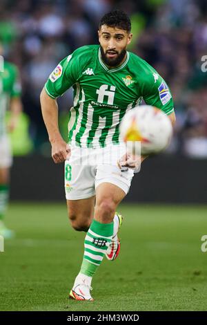 Nabil Fekir von Real Betis während des Fußballspiels der spanischen Meisterschaft La Liga zwischen Real Betis und Villarreal CF am 6. Februar 2022 im Benito Villamarin Stadion in Sevilla, Spanien - Foto: Joaquin Corchero/DPPI/LiveMedia Stockfoto