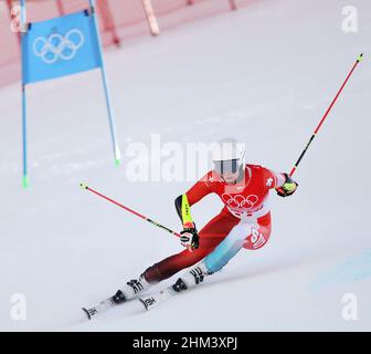 Peking, China. 7th. Februar 2022. Lara gut-Behrami aus der Schweiz tritt beim Ski-Riesenslalom der Frauen im Nationalen Ski-Zentrum im Bezirk Yanqing, Peking, der Hauptstadt Chinas, am 7. Februar 2022 an. Quelle: Chen Bin/Xinhua/Alamy Live News Stockfoto