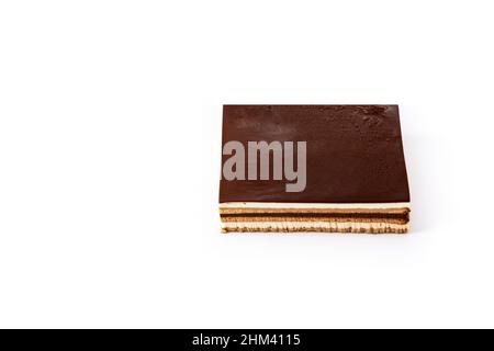 Opera Kuchen isoliert auf weißem Hintergrund Stockfoto