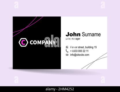 Visitenkarte mit abstraktem, modernem Design. Weiße und schwarze Karte Stock Vektor