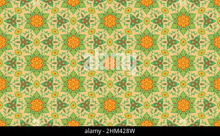 Gelbes nahtloses Muster im Stil der islamischen Ornament floralen Hintergrund Arabeske Stockfoto