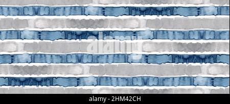 Aquarell-Muster aus grau und Indigo-Streifen Hintergrund, gestreift nahtlose Muster in blau und grau Farben auf weiß Stockfoto