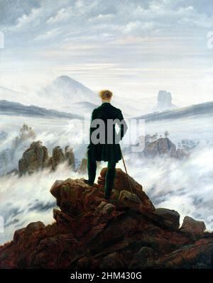 Der Wanderer über dem Nebelmeer des deutschen Malers Caspar David Friedrich (1774-1840), gemalt um 1818. Stockfoto