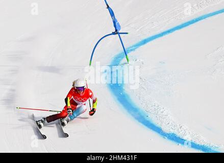 Peking, China. 7th. Februar 2022. Lara gut-Behrami aus der Schweiz tritt beim Ski-Riesenslalom der Frauen im Nationalen Ski-Zentrum im Bezirk Yanqing, Peking, der Hauptstadt Chinas, am 7. Februar 2022 an. Quelle: Lian Zhen/Xinhua/Alamy Live News Stockfoto