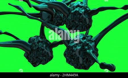 3D Illustration - Flurona, Doppelinfektion von Covid und Grippe. Mutiertes Coronavirus SARS-CoV-2. Stockfoto