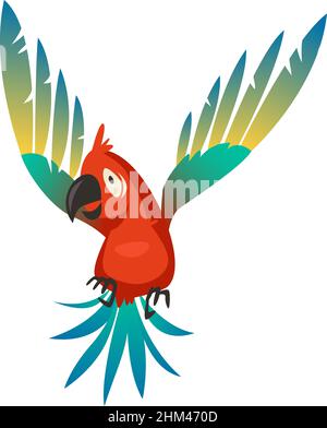 Fliegender Papagei. Farbenfroher tropischer Vogel. Wildes Dschungeltier Stock Vektor