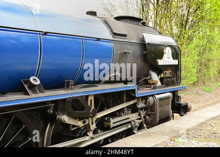 Class A1 Pacific No 60163 Tornado bei der Veranstaltung „Once in a blue moon“ im Didcot Railway Center, Heimat der Great Western Society, 5th. April 2014. Stockfoto