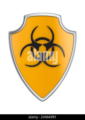 Schild mit Symbol Biohazard auf weißem Hintergrund. Isolierte 3D-Abbildung Stockfoto