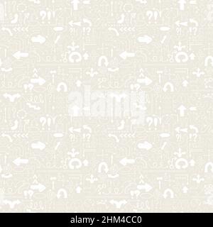 Pfeil nahtloses Muster, neutral kachelbarer Hintergrund mit handgezeichneten Symbolen Stock Vektor