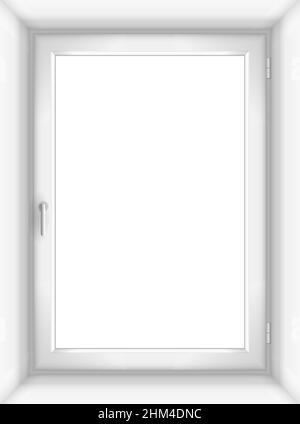 Das weiße Kunststoff- oder Holzfenster in einer einfachen Vektorgrafik Stock Vektor