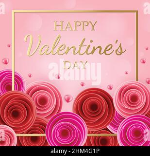 Alles Liebe zum valentinstag Hintergrund, Banner, Tapete-Design. Rosa Hintergrund mit Herzen. Stock Vektor