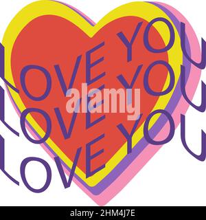 70s grooviger psychedelischer Retro-Print mit Hippie-Schriftzug Love T-Shirt oder Poster-Sticker. Vektorgrafik Stock Vektor