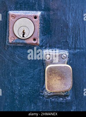 Altes Hausschloss aus der Nähe. Stockfoto