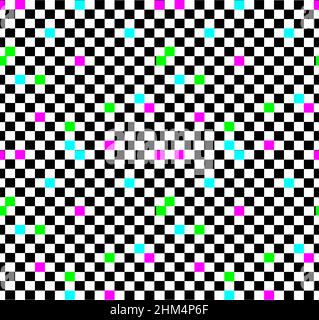 Testmuster für Fernseher im Retro-Design ohne Signal mit RGB-Farbleisten und VHS-Glitch-Effekt. Hintergrund im Vaporwave- und retrowave-Stil Stock Vektor