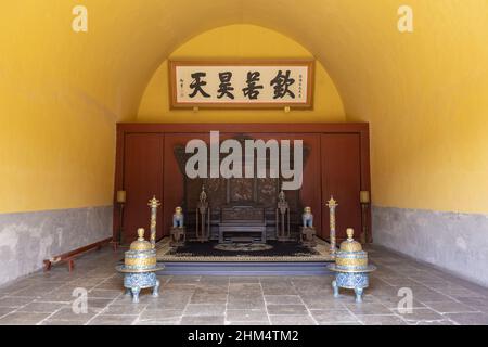 Beijing tiantan Park die Halle der Enthaltsamkeit Innenraum Display Stockfoto