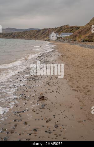 Der Strand von Morfa Nefyn auf der Llyn Peninsula Wales an einem Wintertag Stockfoto