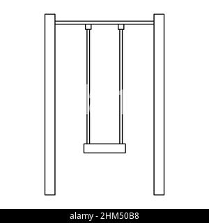 Leeres Kindsymbol „Swing“. Umrissdesign isoliert auf weißem Hintergrund. Stock Vektor