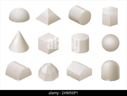 Set aus verschiedenen geometrischen Formen von Gips. Vektorgrafiken Stock Vektor