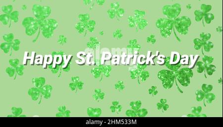 Bild der Worte Happy st patricks Day in weißen Buchstaben geschrieben Stockfoto