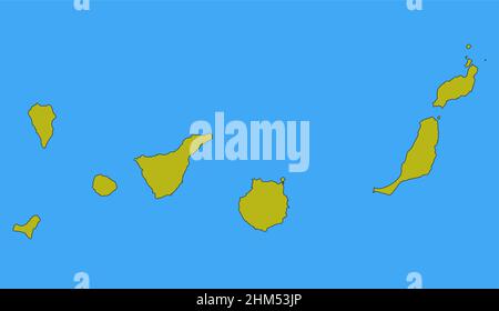 Abstrakt Kanarische Inseln skizzieren Formen isoliert auf blauem Hintergrund, Vektorgrafik Stock Vektor
