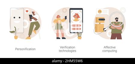 Datenzugriff und User Experience abstraktes Konzept Vektor-Illustrationsset. Personifizierung, Verifizierungstechnologien, affektives Computing, Benutzerpasswort, abstrakte Metapher für Social-Media-Konten. Stock Vektor