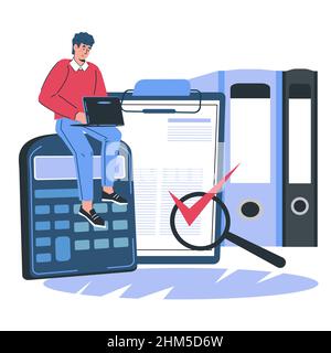 Finanzverwaltung und betriebswirtschaftliche Rechnungslegung Konzept, Finanzstatistiken. Stock Vektor