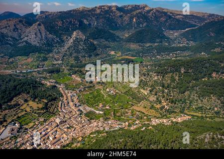 Luftaufnahme, Pla de na Tesa, Cabaneta (Sa), Mallorca, Balearen, Balearen, Balearen, Spanien, ESP, Europa, Vogelaugen, Luftfotogr Stockfoto