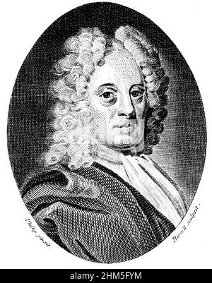 Edmond Halley (1656-1742) englischer Astronom und Mathematiker Stockfoto