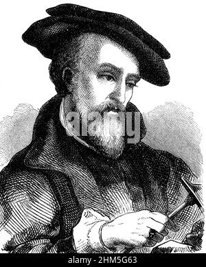 Porträt des Georgius Agricola (Georg Bauer) 1494-1555 - Gravieren, 19th. Jahrhundert Stockfoto