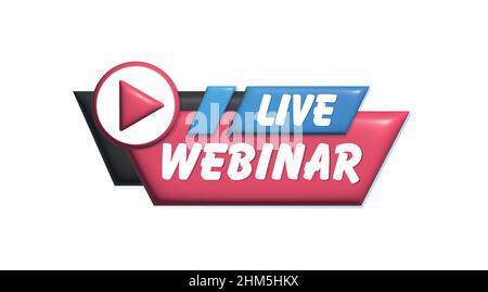 Live-Webinar-Symbol, trendy Stil Emblem - 3D Vektor Stock Vektor