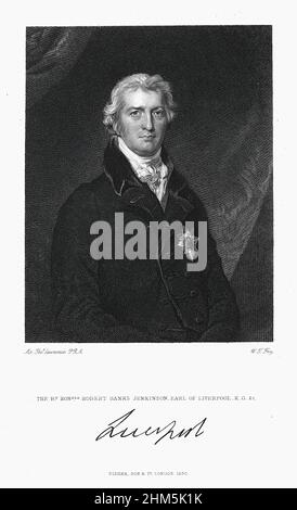 Porträt von Robert Banks Jenkinson, Earl of Liverpool (1770-1828) - Historischer Stich Stockfoto