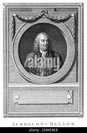 Albrecht von Haller (1708-1777) - Historischer Stich Stockfoto