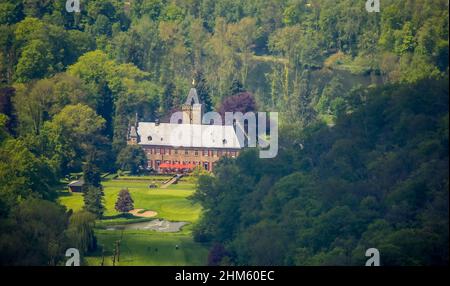 Luftaufnahme, Haus Oefte, Essener Golfclub, Kettwig, Essen, Ruhrgebiet, Nordrhein-Westfalen, Deutschland, DE, Europa, Golf, Golfplatz, Golfplatz, Gol Stockfoto