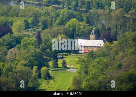 Luftaufnahme, Haus Oefte, Essener Golfclub, Kettwig, Essen, Ruhrgebiet, Nordrhein-Westfalen, Deutschland, DE, Europa, Golf, Golfplatz, Golfplatz, Gol Stockfoto