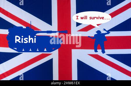 „Ich werde überleben...“, sagte Boris Johnson. Downing Street, Partygate, Führungsherausforderung, konservative Partei, Konzept Stockfoto