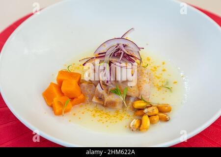 Appetitliche Meeresfrüchte-Ceviche, ein typisches Gericht aus Peru Stockfoto