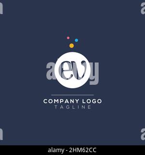 EV Initial Letter Design Vector mit Bubble Dots. Vektor-Schriftzug Illustration eines bunten Alphabets mit Blasen. Stock Vektor