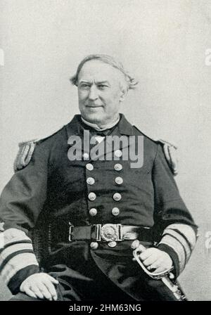 David Glasgow Farragut (gestorben 1870) war während des amerikanischen Bürgerkrieges Flaggenoffizier der US-Marine. Er war der erste hintere Admiral, Vizeadmiral und Admiral in der United States Navy. Stockfoto