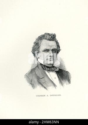 Stephen Arnold Douglas (gestorben 1861) war ein amerikanischer Politiker und Anwalt aus Illinois. Als Senator war er einer von zwei Nominierten der schlecht gespaltenen Demokratischen Partei als Präsident bei den Präsidentschaftswahlen 1860, die der Republikaner Abraham Lincoln gewonnen hatte. Stockfoto