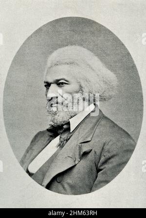 Frederick Douglass (gestorben 1895) war ein afroamerikanischer Sozialreformer, Abolitionist, Redner, Schriftsteller und Staatsmann. Nach seiner Flucht aus der Sklaverei in Maryland wurde er nationaler Führer der Abolitionistischen Bewegung in Massachusetts und New York und wurde berühmt für seine oratorischen und einschneidenden Schriften zur Sklaverei. Stockfoto