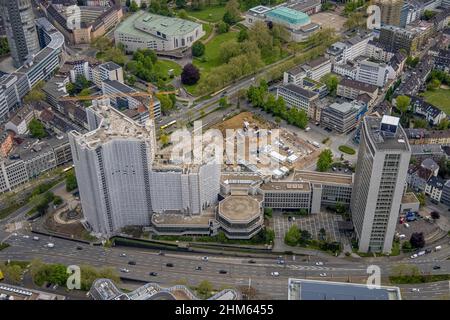 Luftaufnahme, Abriss des Ypsilon-Gebäudes der RWE-Zentrale in Essen in der Huyssenallee, geplanter Neubau für Bürocampus, Südquartier, Stockfoto